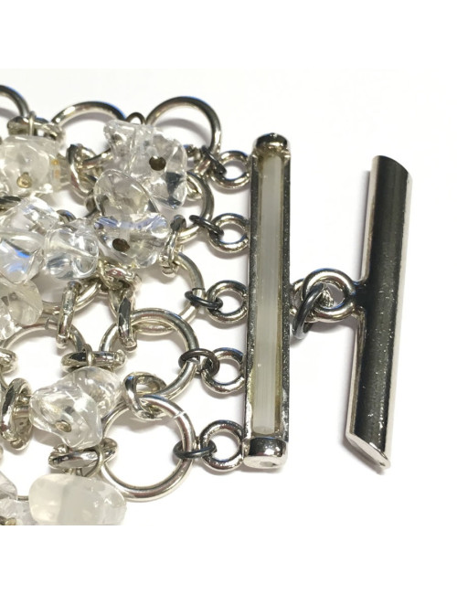 PACO RABANNE bracelet in silver plated metal ring and transparent pendants
