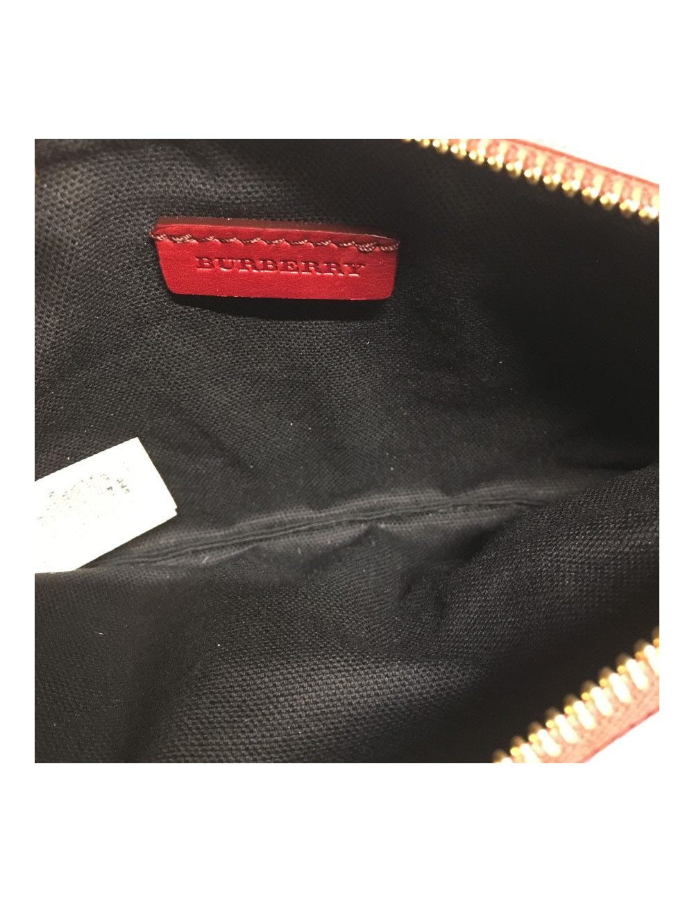 BURBERRY Haymarket Check wallet in canvas and Burgundy leather