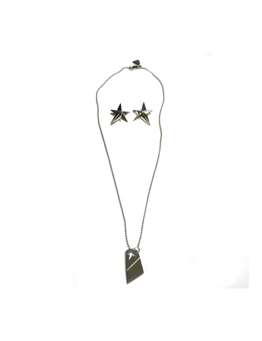 Parure THIERRY MUGLER collier et boucles d'oreilles clous en argent