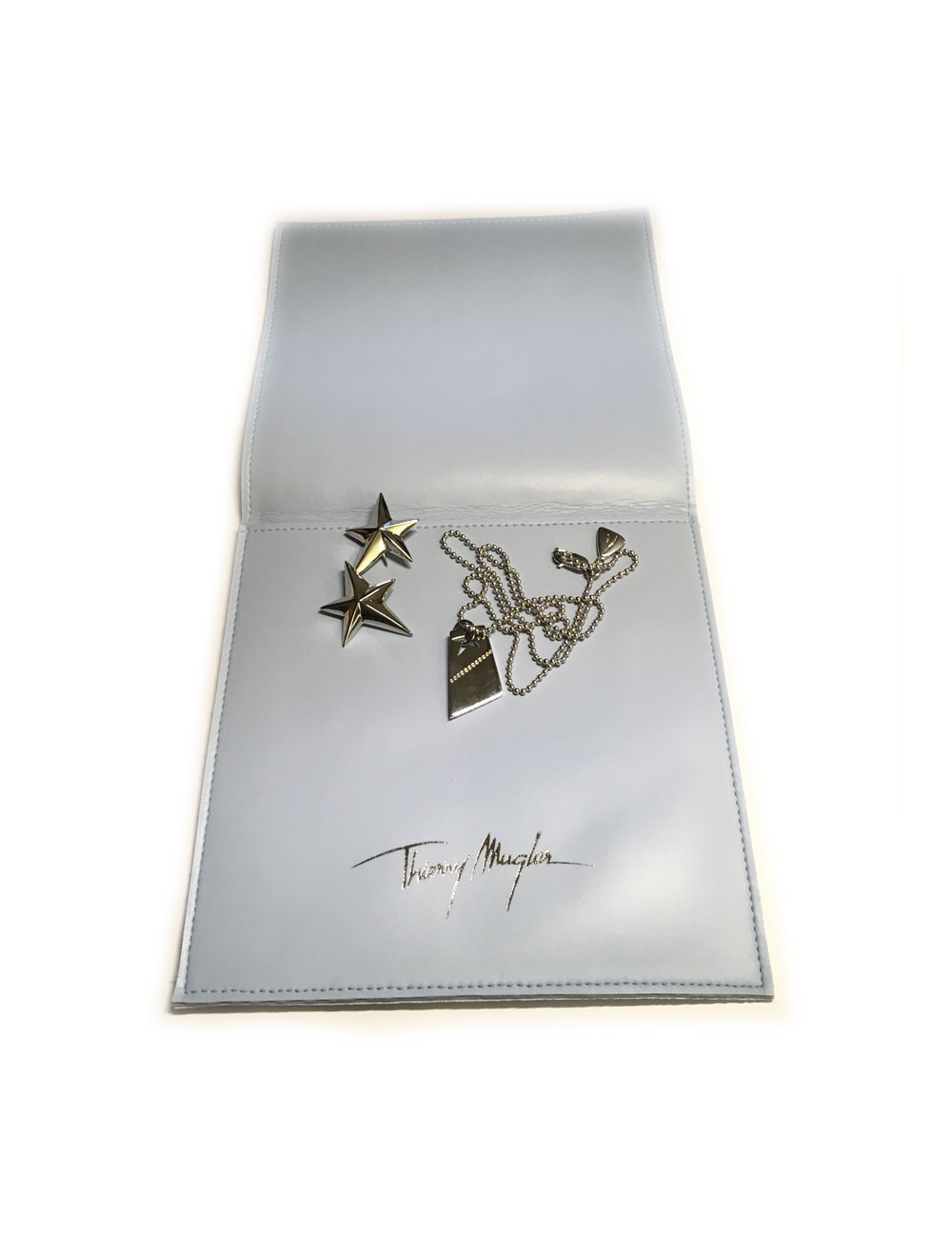 Set THIERRY MUGLER necklace and earrings in silver nails