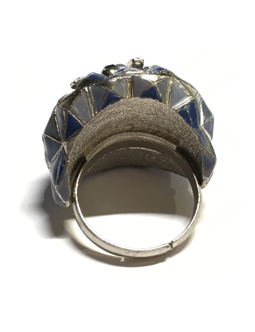 Ring CHANEL couture T56 silver, rhinestones and glitter resin transparent stone