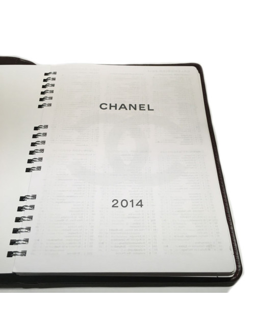 Porte agenda CHANEL en cuir matelassé noir