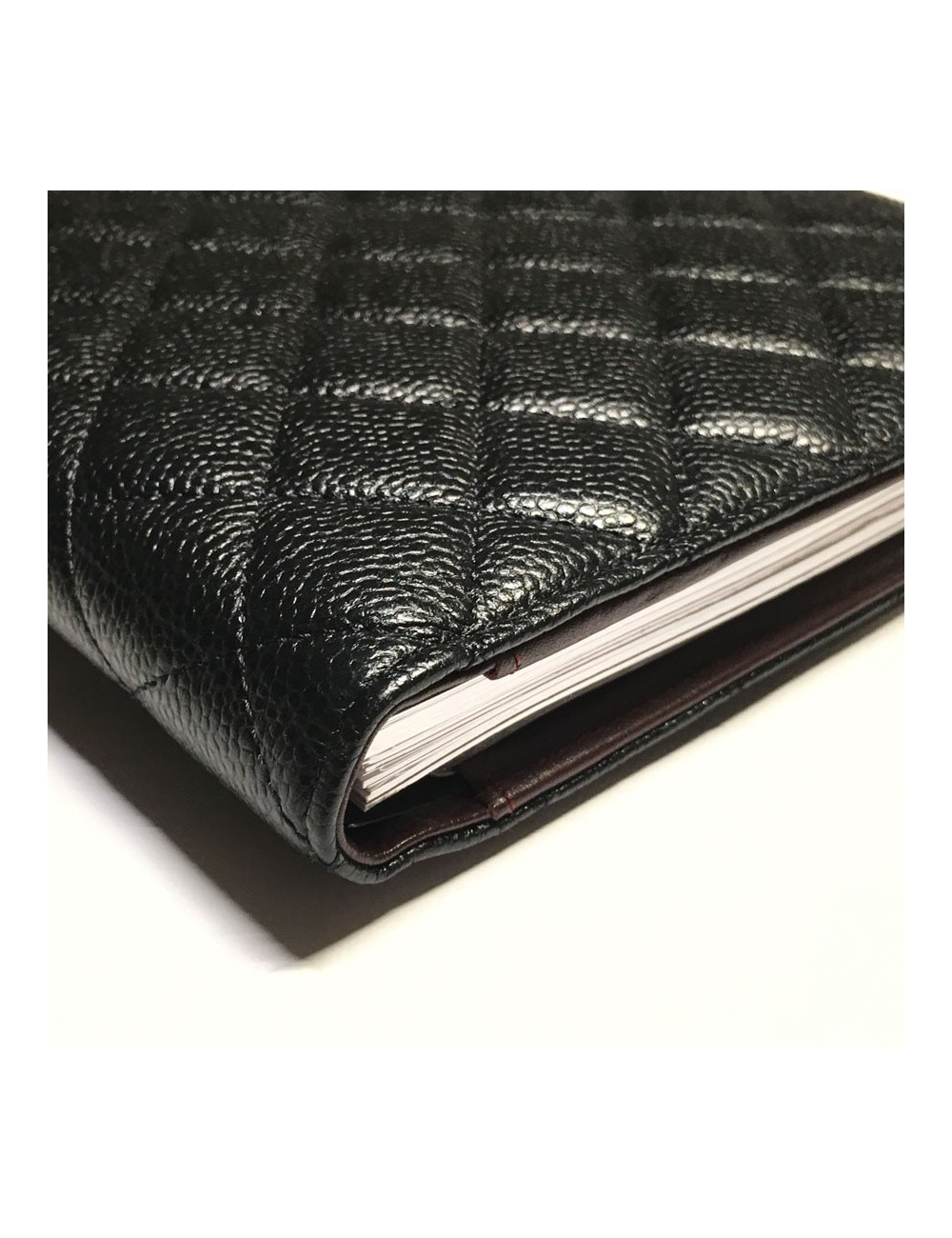Porte agenda CHANEL en cuir matelassé noir
