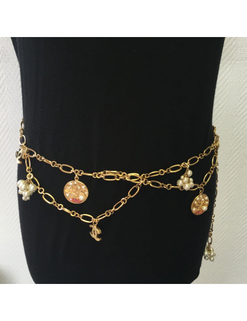 Belt necklace CHANEL golden chain and charms