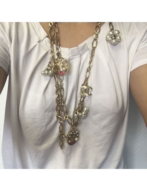 Belt necklace CHANEL golden chain and charms