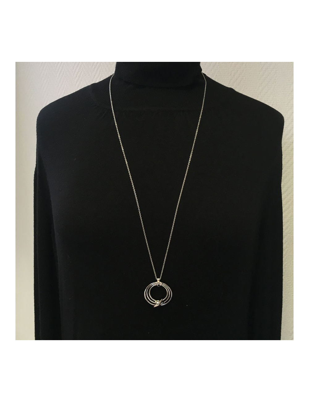 THIERRY MUGLER silver metal pendant necklace