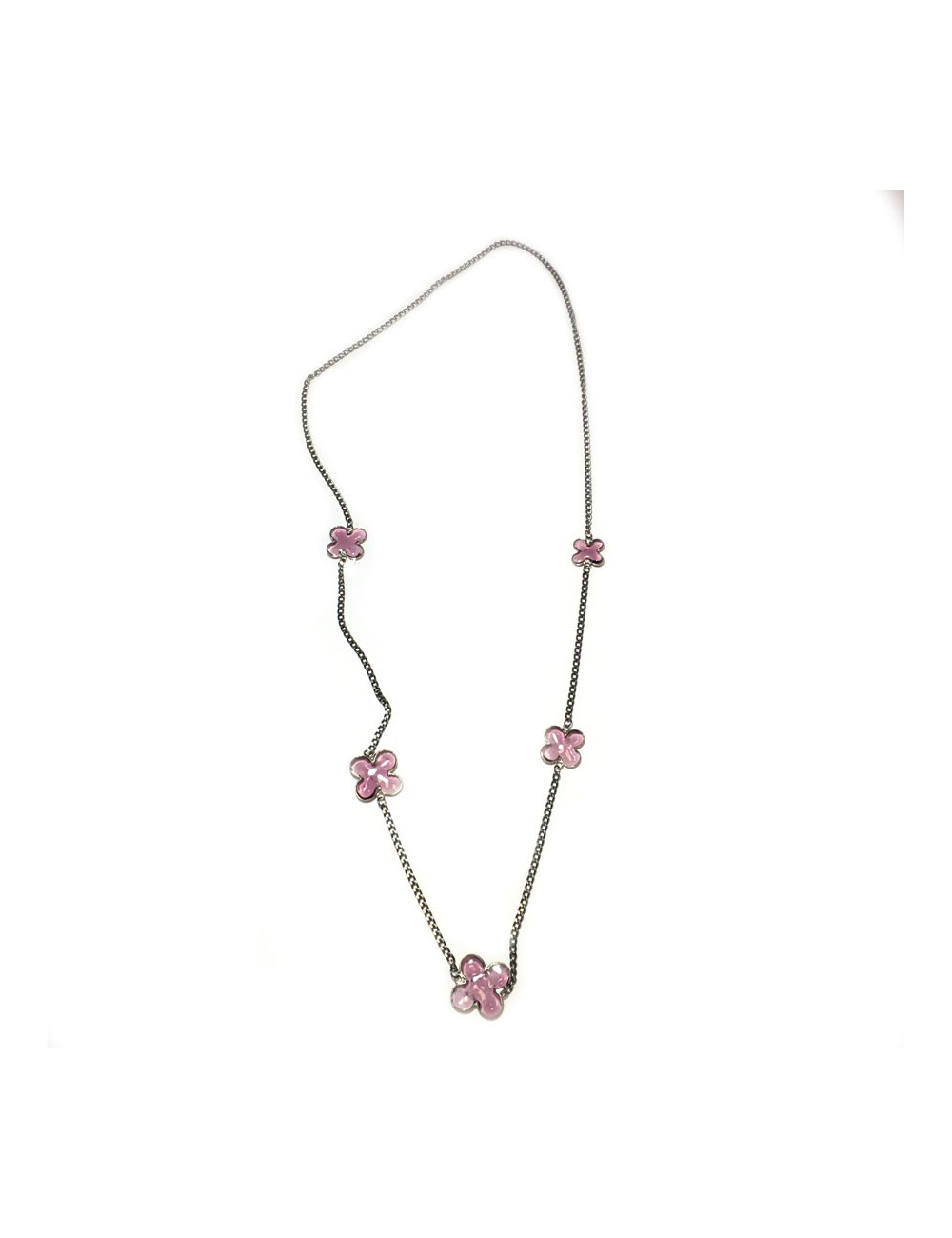Clover Marguerite of Valois glass Amethyst necklace