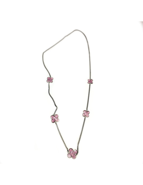 Clover Marguerite of Valois glass Amethyst necklace