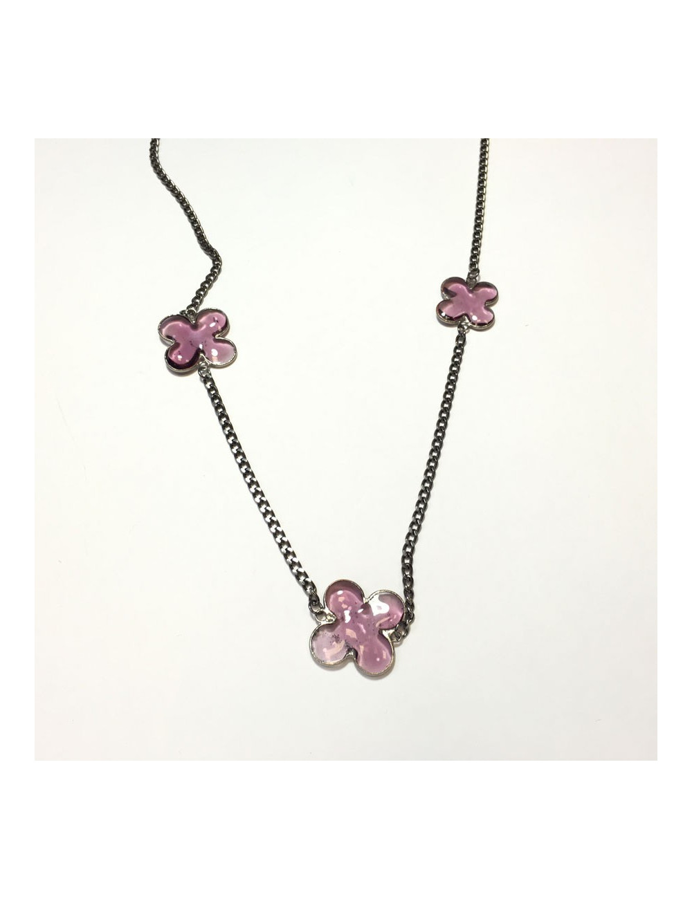 Clover Marguerite of Valois glass Amethyst necklace