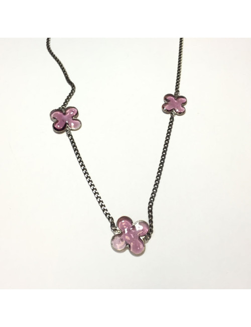 Clover Marguerite of Valois glass Amethyst necklace