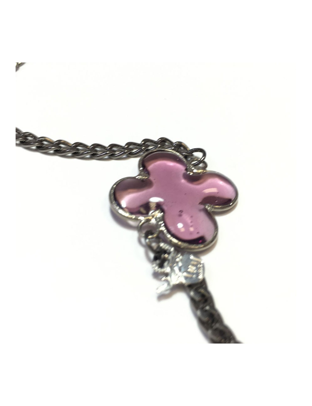 Clover Marguerite of Valois glass Amethyst necklace