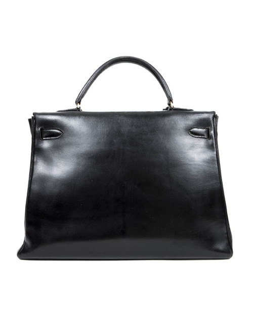 Kelly 35 HERMES cuir box noir Vintage