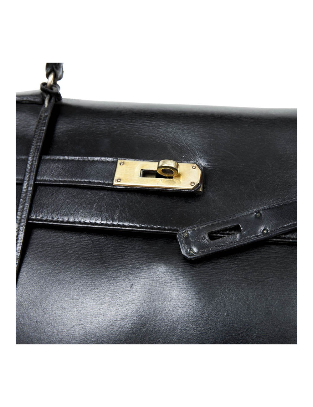 Kelly 35 HERMES cuir box noir Vintage