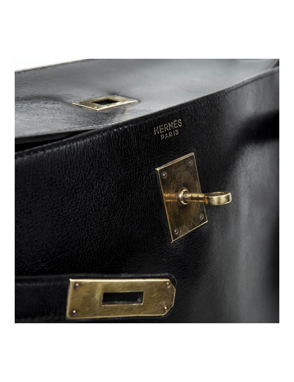 Kelly 35 HERMES cuir box noir Vintage