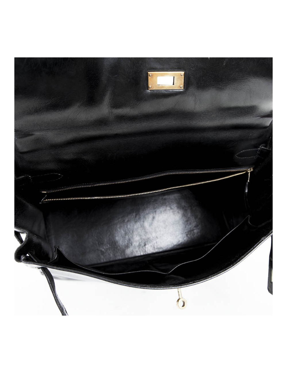 Kelly 35 HERMES cuir box noir Vintage