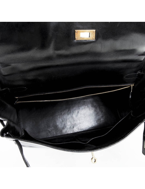 Kelly 35 HERMES cuir box noir Vintage