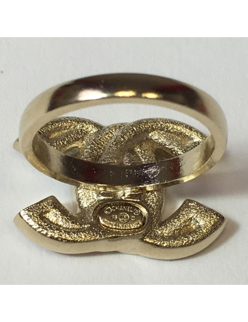 xxx Bague CHANEL dorée strass rose et jaune T52