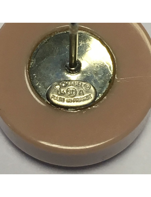 Boucles d'oreille clous CHANEL vieux rose et strass