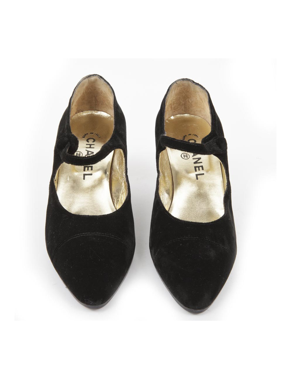 T38 silk velvet black Chanel Couture shoes