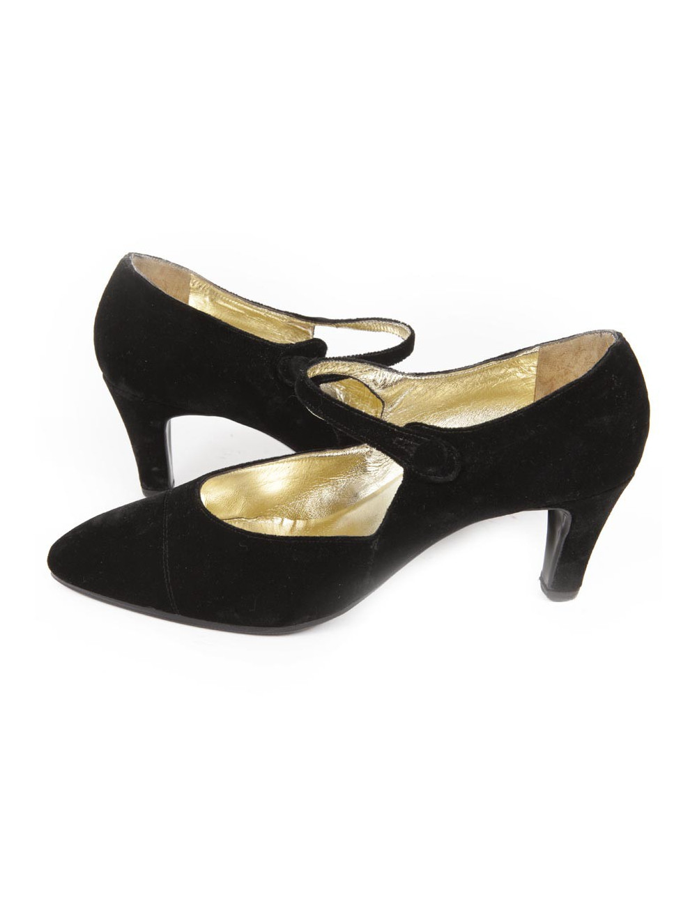 T38 silk velvet black Chanel Couture shoes