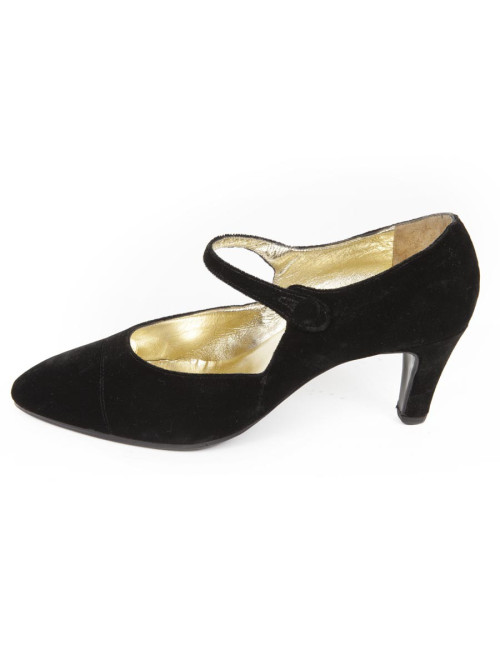 T38 silk velvet black Chanel Couture shoes