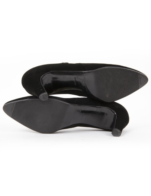 Escarpins Couture Chanel T38 velours de soie noir