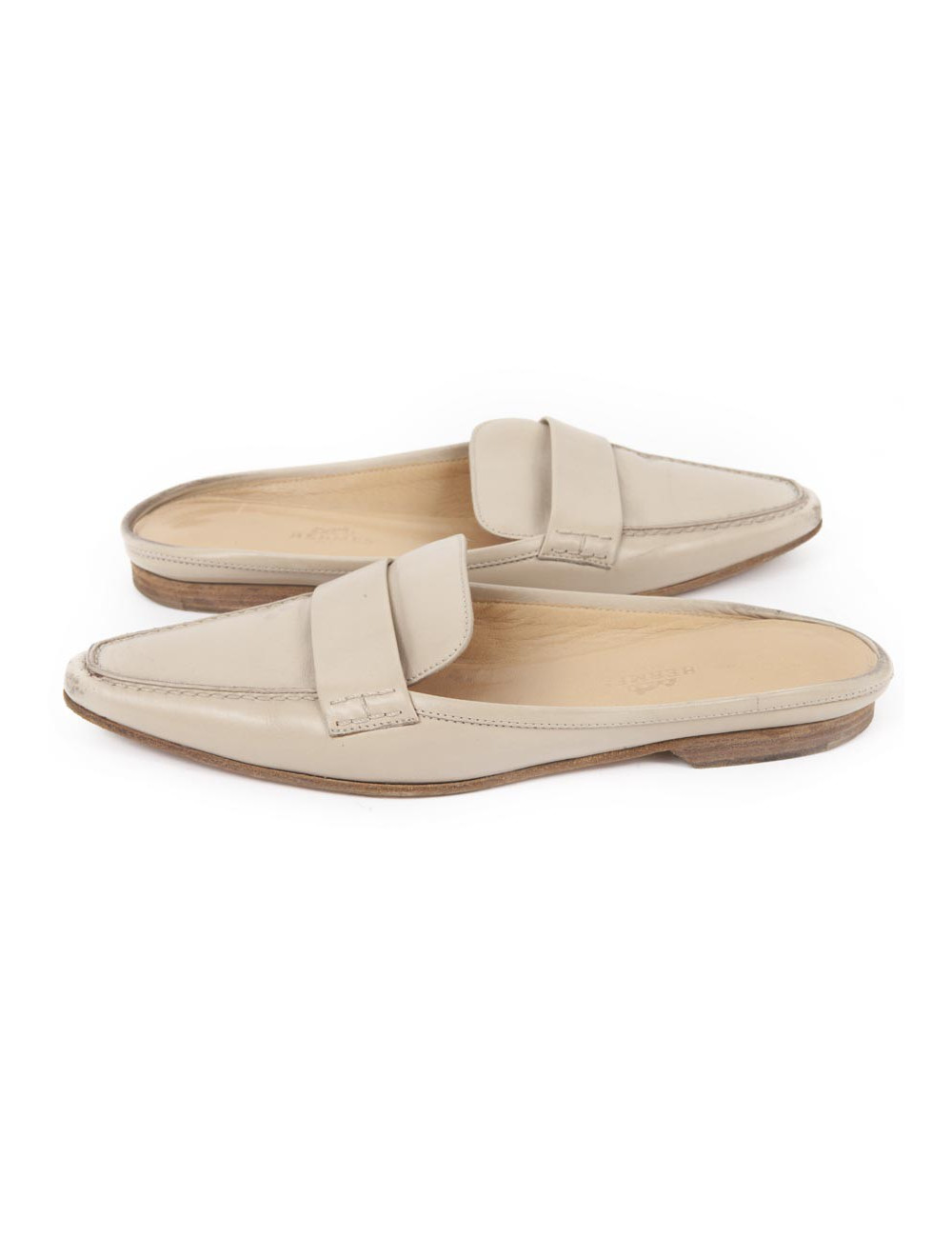 Mules Hermes T 35,5 en cuir beige