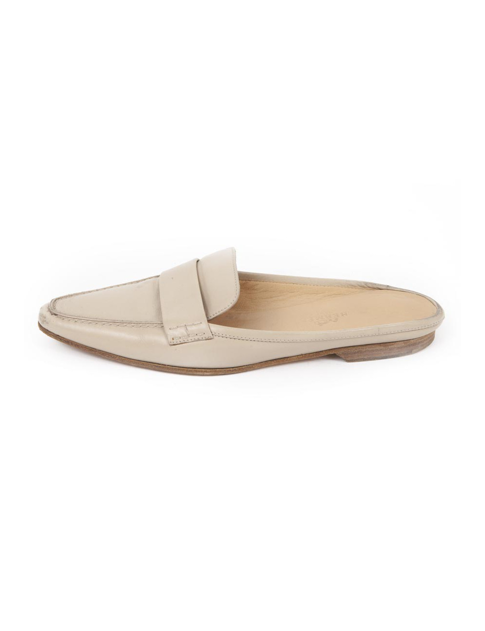 Mules Hermes T 35,5 en cuir beige