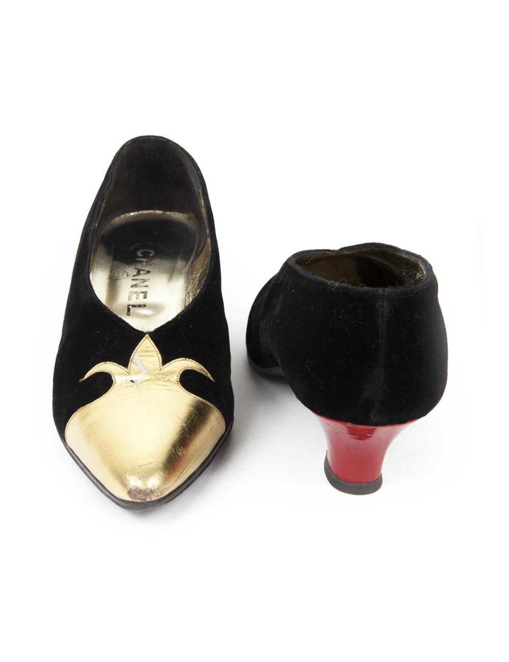 Escarpins Couture Chanel T36 velours soie noir