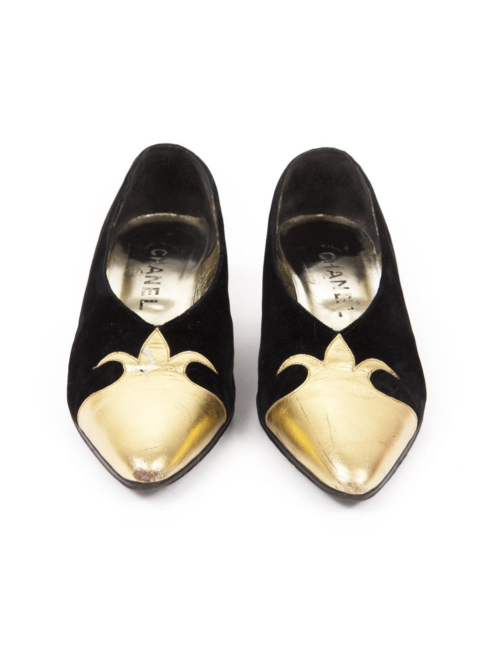 Escarpins Couture Chanel T36 velours soie noir