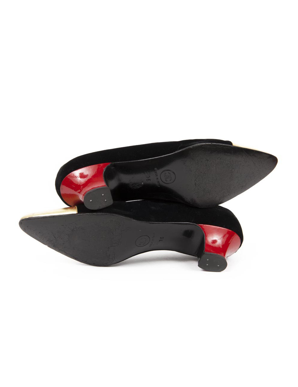 Escarpins Couture Chanel T36 velours soie noir