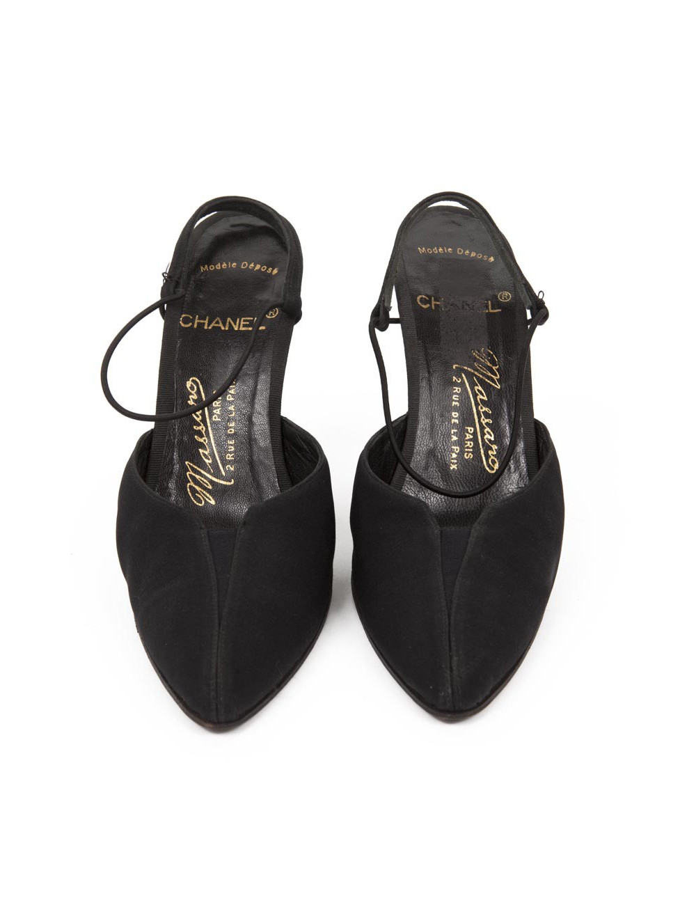 High Sandals MASSARO for CHANEL T39 black silk satin