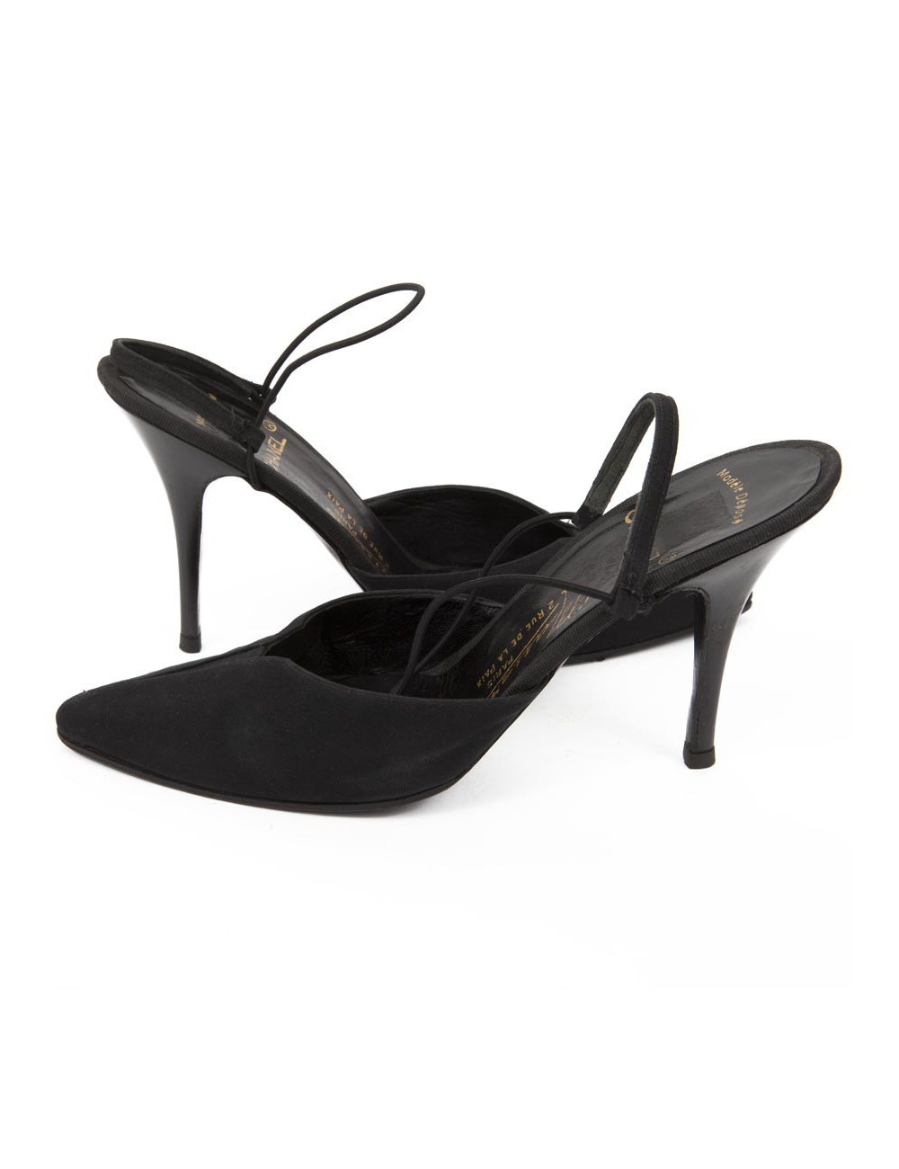 Sandales hautes  MASSARO pour CHANEL T39 satin de soie noire