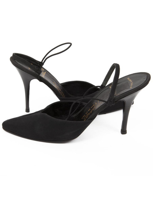 Sandales hautes  MASSARO pour CHANEL T39 satin de soie noire