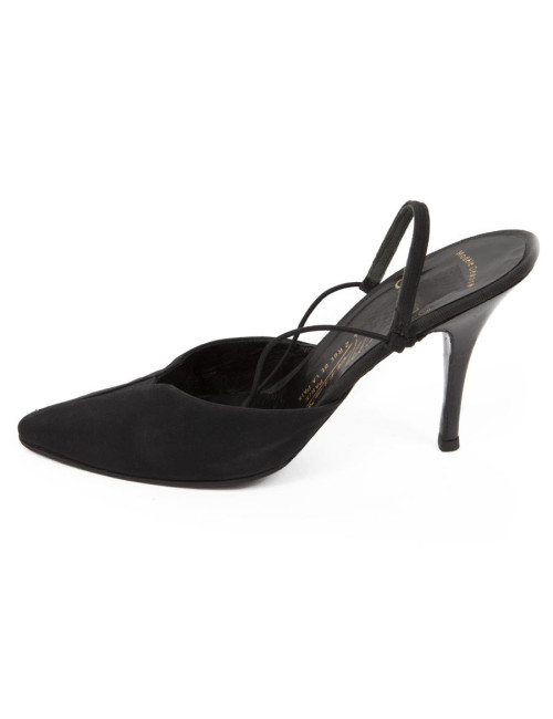 High Sandals MASSARO for CHANEL T39 black silk satin