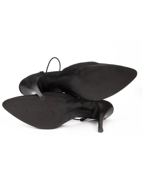 Sandales hautes  MASSARO pour CHANEL T39 satin de soie noire