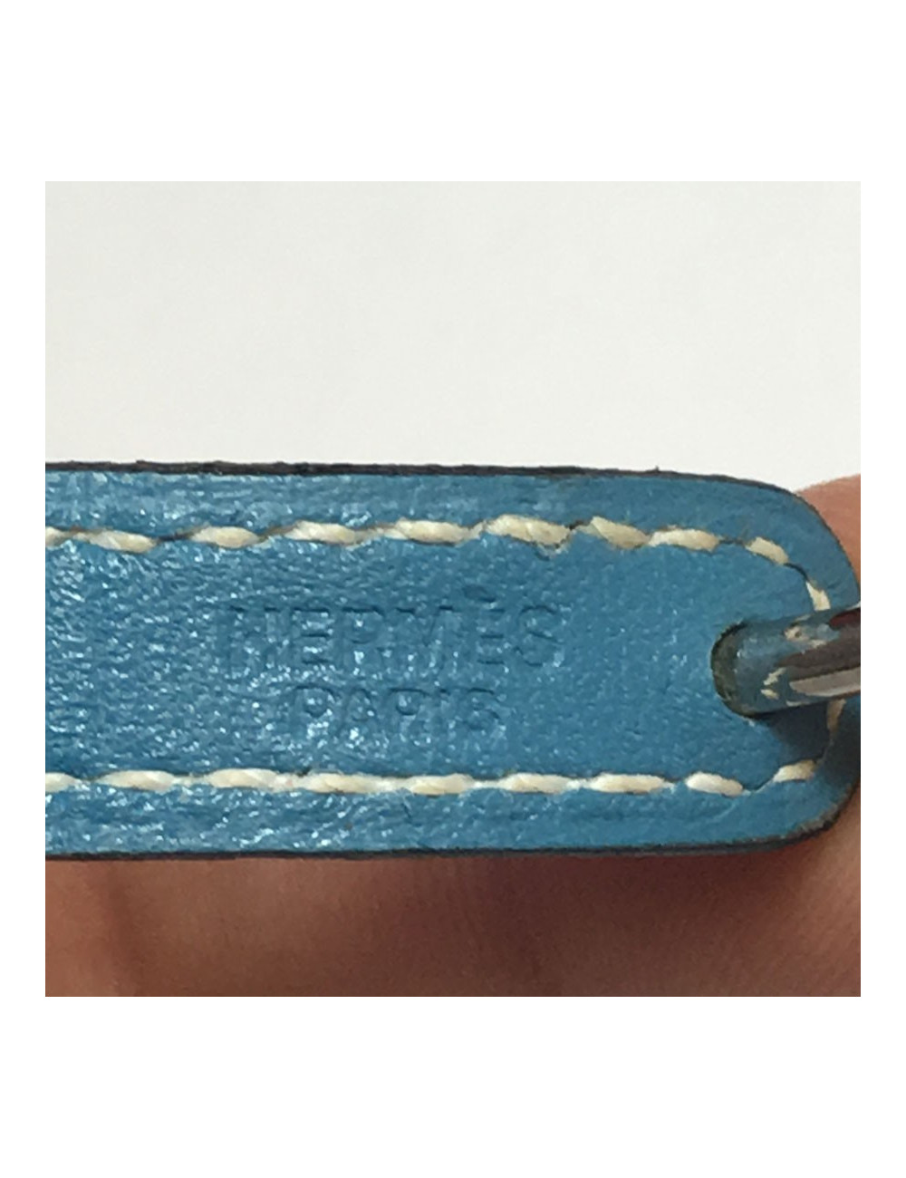 HERMES interchangeable cufflinks in skye blue and dark blue leather