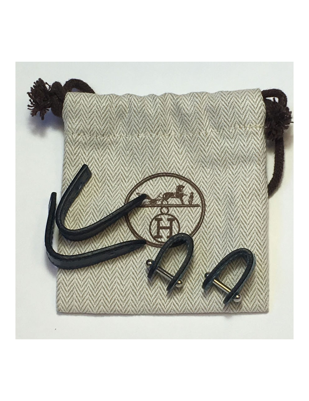 xxx Boutons de manchette HERMES bleus