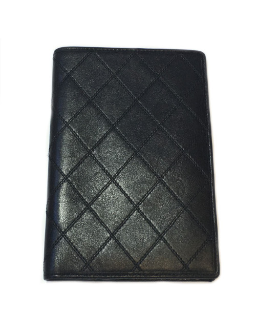 Portefeuille CHANEL cuir matelassé noir Vintage