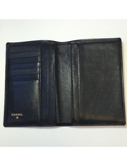 Portefeuille CHANEL cuir matelassé noir Vintage