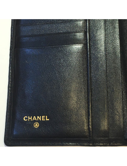 Portefeuille CHANEL cuir matelassé noir Vintage