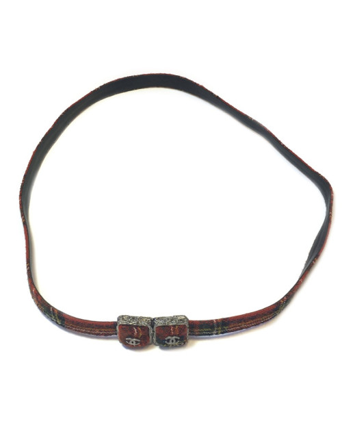 xxx Ceinture "Paris-Edimbourg" CHANEL en tissu écossais rouge