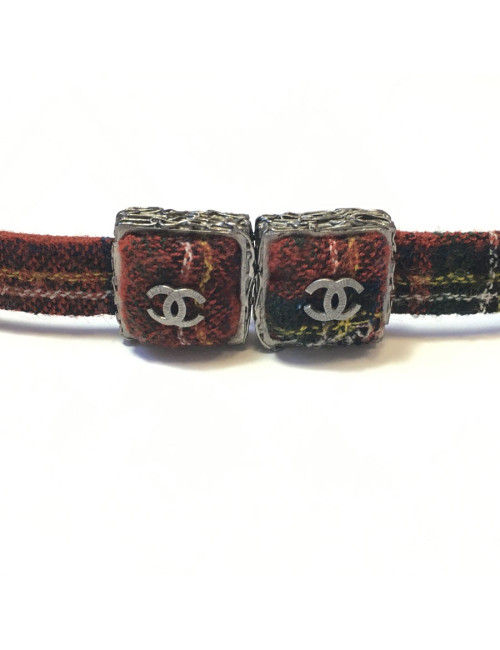 xxx Ceinture "Paris-Edimbourg" CHANEL en tissu écossais rouge
