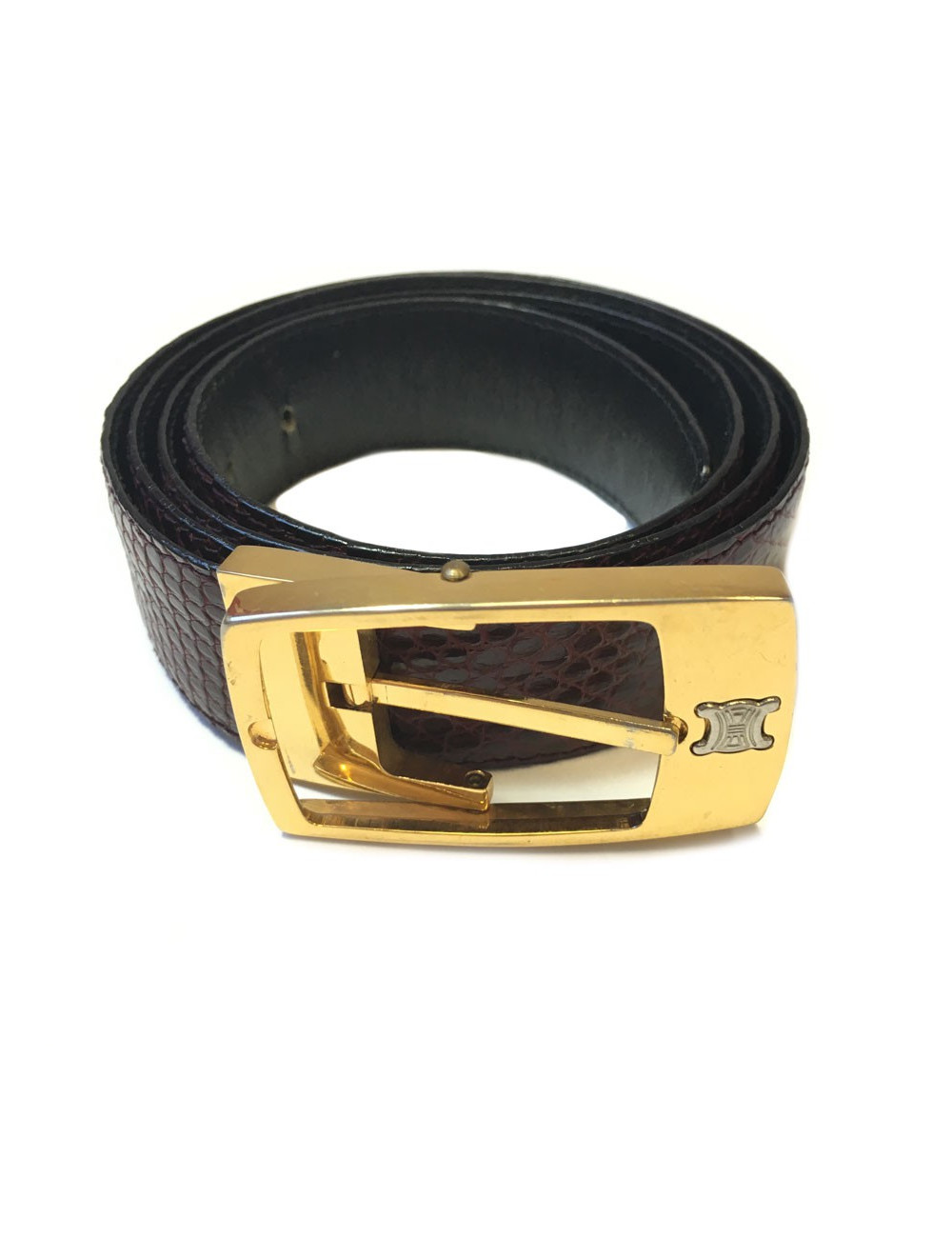 CÉLINE Vintage belt in burgundy lizard size 95EU