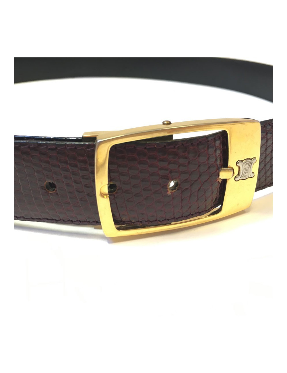 CÉLINE Vintage belt in burgundy lizard size 95EU