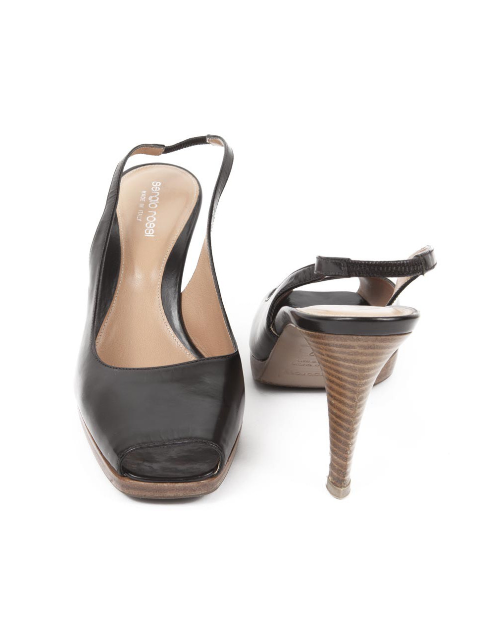 Sandales hautes SERGIO ROSSI cuir verni marron T39