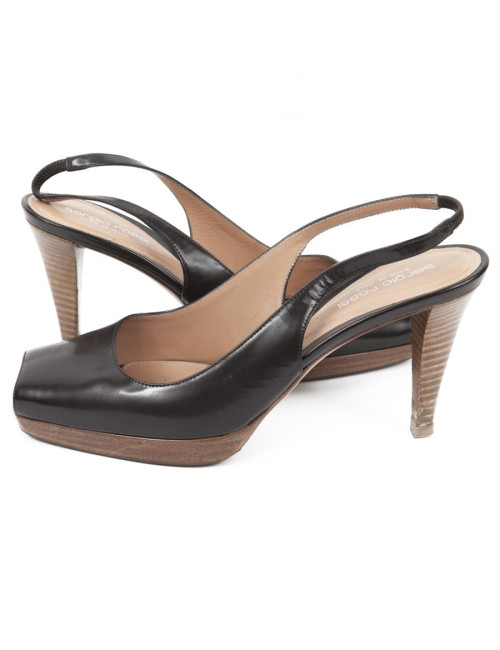 High Sandals SERGIO ROSSI Brown varnished leather T39