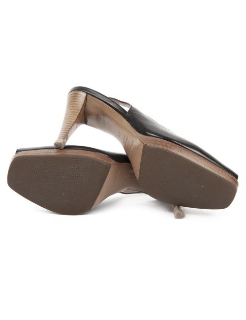 High Sandals SERGIO ROSSI Brown varnished leather T39