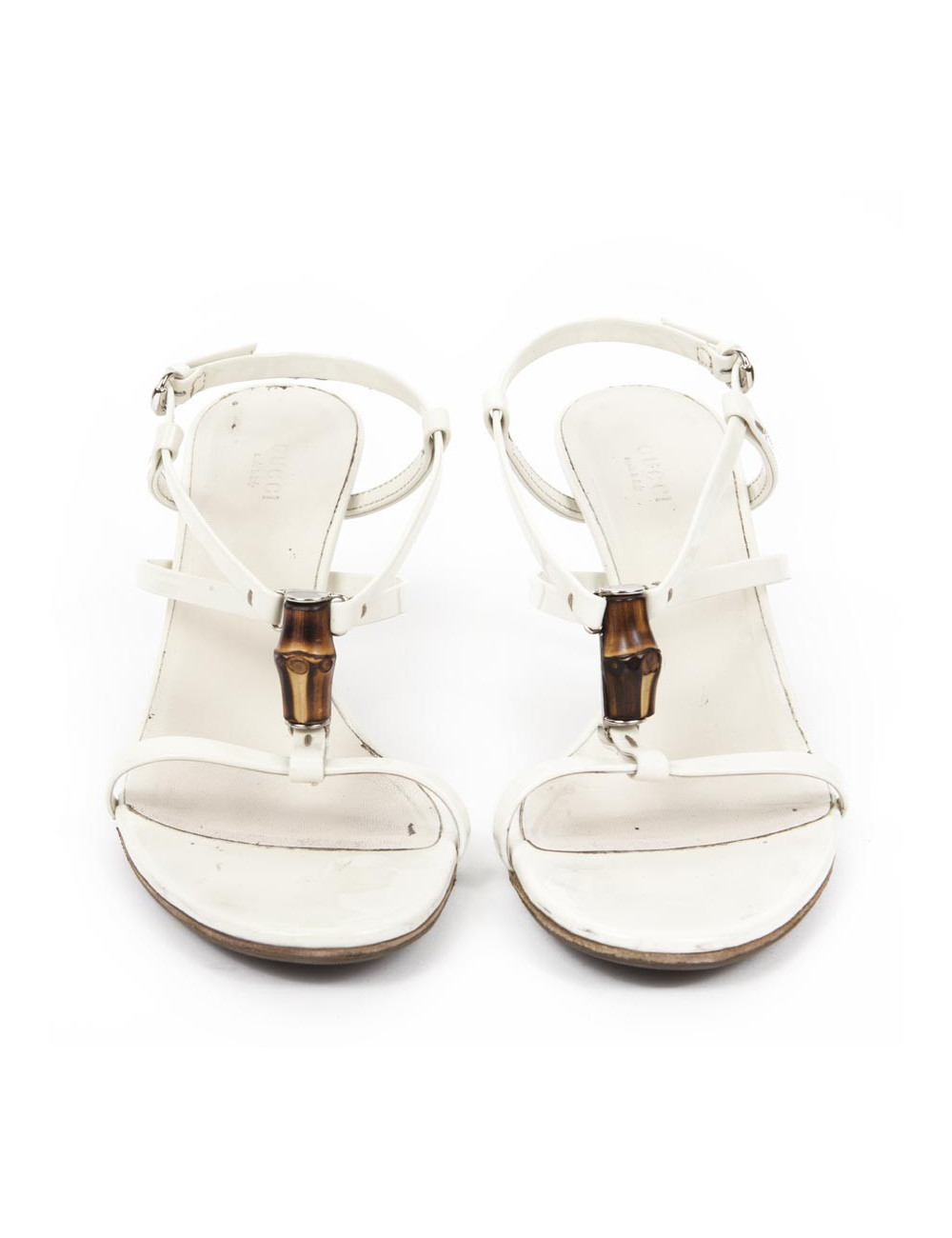 GUCCI White Leather T38.5 sandals