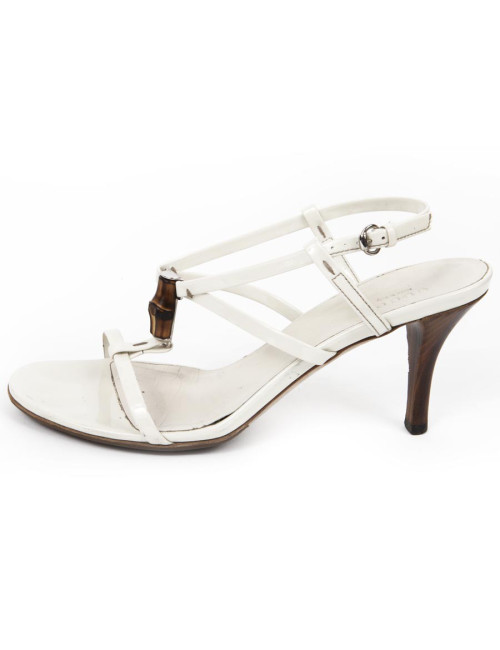 GUCCI White Leather T38.5 sandals